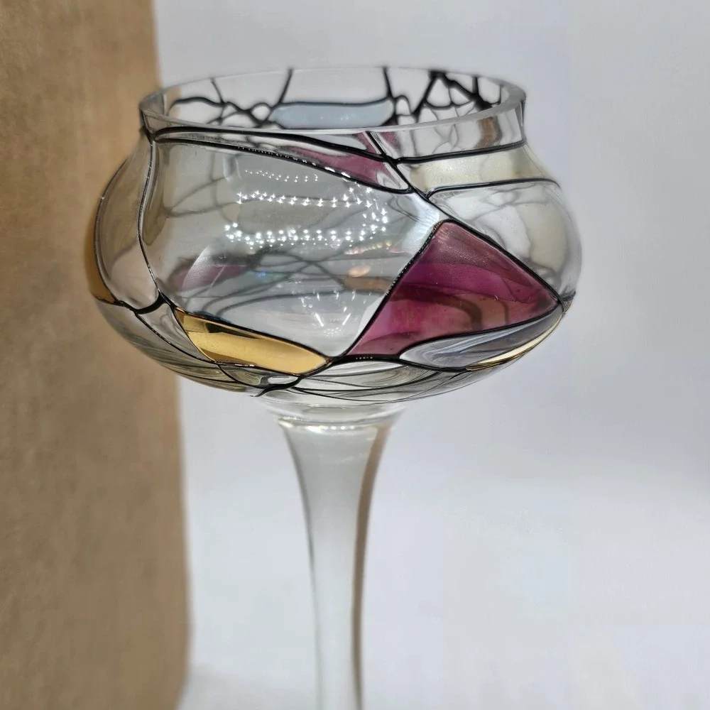 PARTYLITE Mosaic Calypso Stemmed Candle Holder Stain Glass PO‎ 116